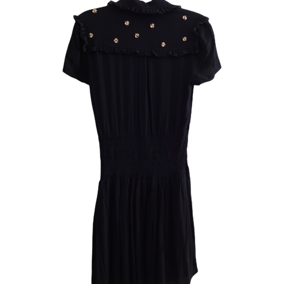 Maje Ravanna Bee Embellished Crepe Dress in Black - Picture 7 of 10